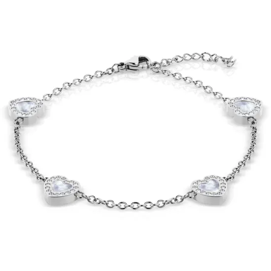 BERING Arctic Symphony Damenarmband silberfarben Herz mit Perlmutt 18 cm 641-17-180