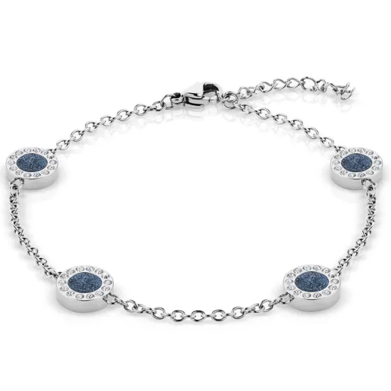 BERING Armband Arctic Symphony Edelstahl silberfarben blau Zirkonias 18 cm 642-77-180