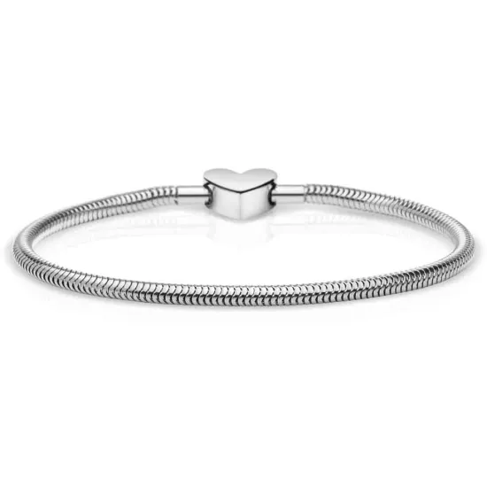 BERING Armband Arctic Symphony silberfarben Schlangenkette Herz 21 cm