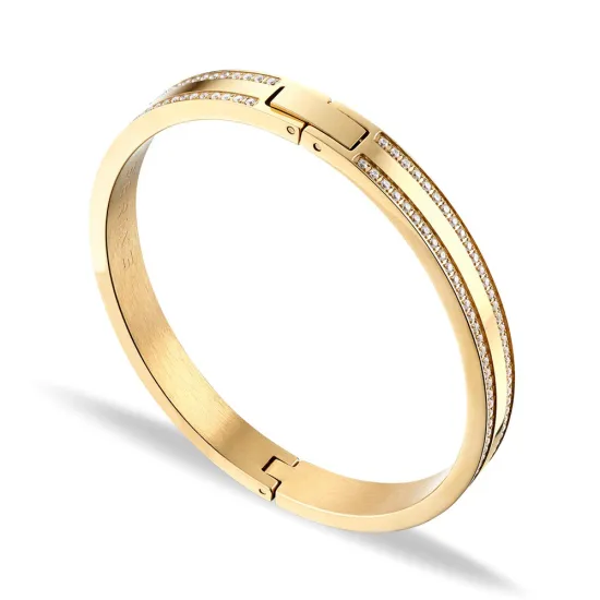 BERING Armreif Arctic Symphony Edelstahl goldfarben mit Zirkonias 19 cm 629-27--190