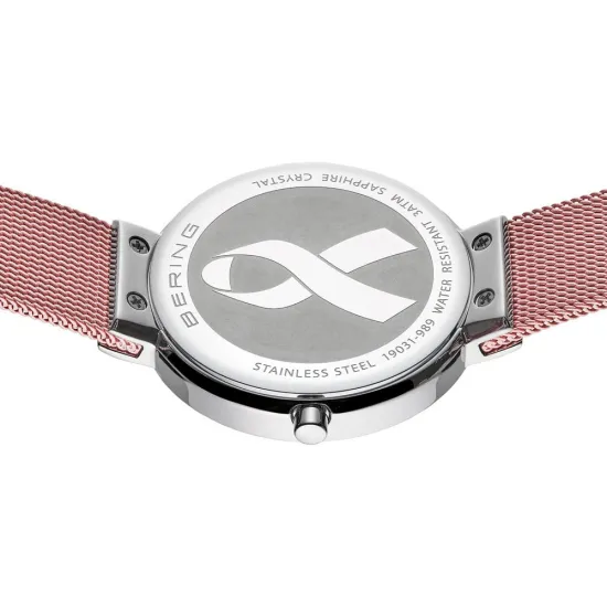 BERING Charity Set Uhr Milanaiseband rosa Kette mit Anhänger rosa 19031-989-GWP