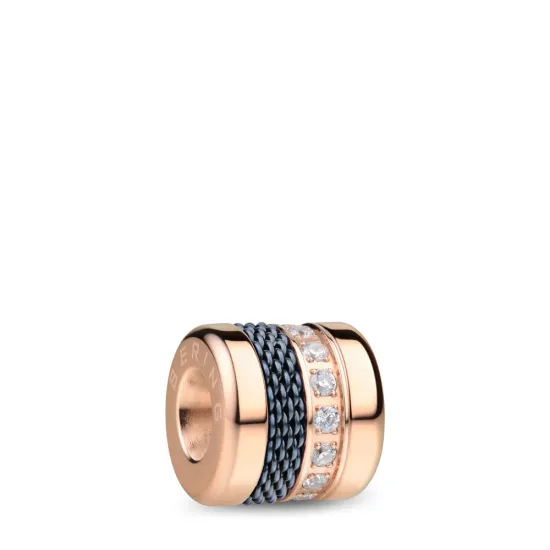 BERING Charm Edelstahl IP rosegold mit Mesh blaugrau, Zirkonia Friends4Ever-4