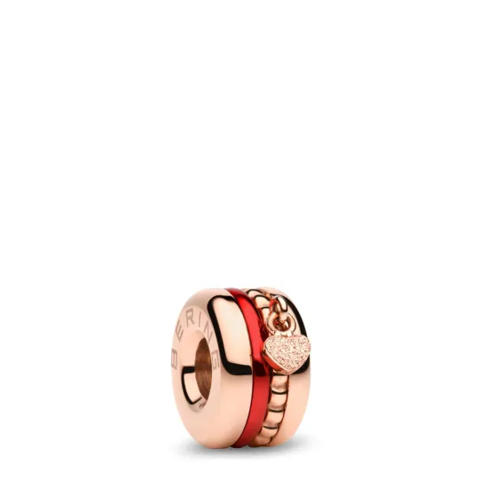 BERING Charm Edelstahl rosegoldfarben mit Einsatz rot BeMy-2