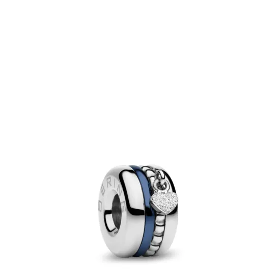 BERING Charm Edelstahl silberfarben mit Einsatz blau BeMy-1