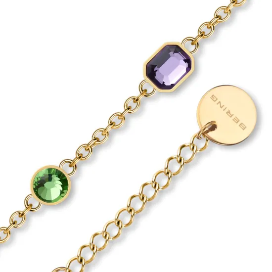 BERING Damenarmband Edelstahl goldfarben mit bunten Steinen 18 cm 653-27-180 