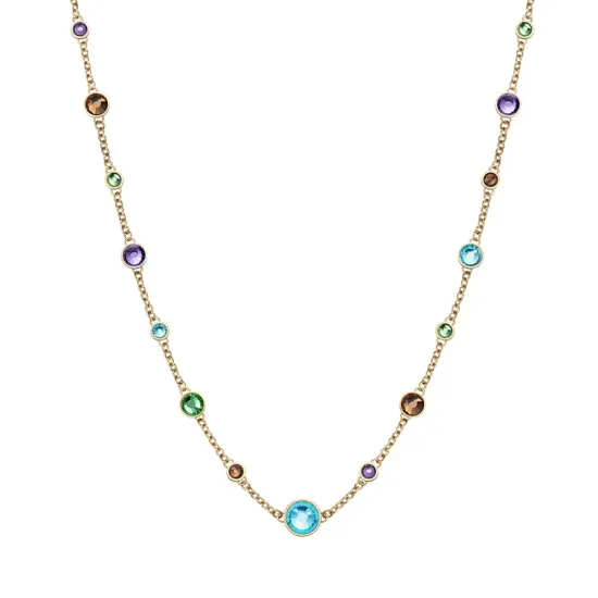 BERING Halskette Edelstahl goldfarben glänzend mit bunten Steinen 45 cm 443-27-450