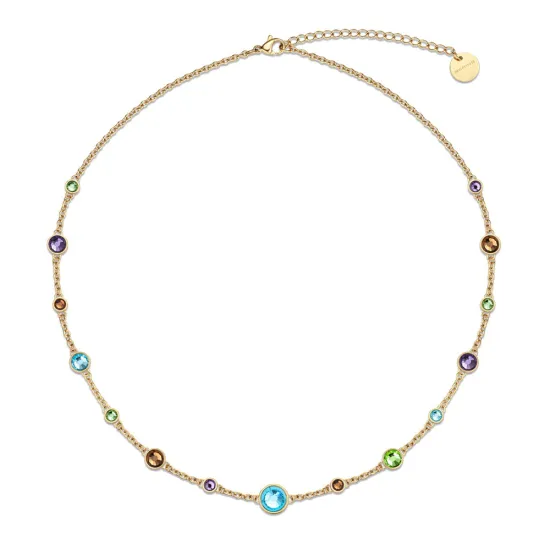 BERING Halskette Edelstahl goldfarben glänzend mit bunten Steinen 45 cm 443-27-450