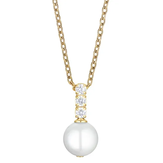 BERING Halskette Edelstahl goldfarben mit Perlenanhänger 50 cm 456-27-500