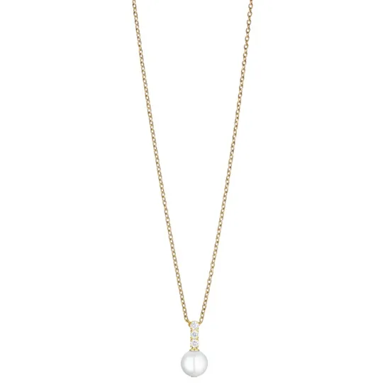 BERING Halskette Edelstahl goldfarben mit Perlenanhänger 50 cm 456-27-500