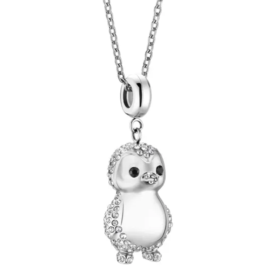 BERING Halskette Edelstahl silberfarben mit Polar Pinguin 45 cm PolarPenguinSet-1