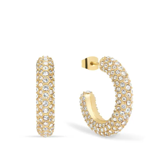 BERING Ohrringe Creole Arctic Symphony klein Edelstahl goldfarben mit Zirkonias 739-27-05