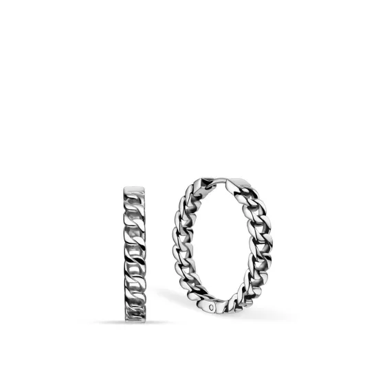 BERING Ohrringe Creole Arctic Symphony silberfarben glänzend Gliederoptik 729-10-05