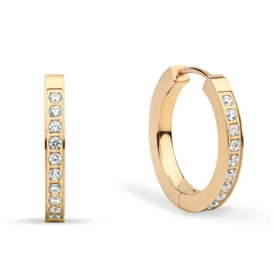 BERING Ohrringe Creole Edelstahl Arctic Symphony goldfarben glänzend mit Zirkonias 20 mm 726-27-05