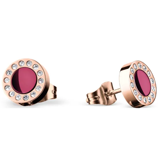 BERING Ohrstecker rund aus Edelstahl IP rosegold Inlay lila Zirkonia 707-390-05