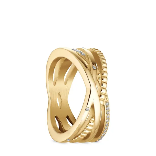 BERING Ring mehrreihig Edelstahl goldfarben Gr. 57 mit Zirkonias 570-27-80