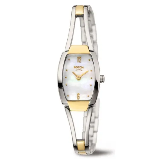 Boccia Damenuhr Titan Bicolor Ziffernblatt Perlmutt 3262-02