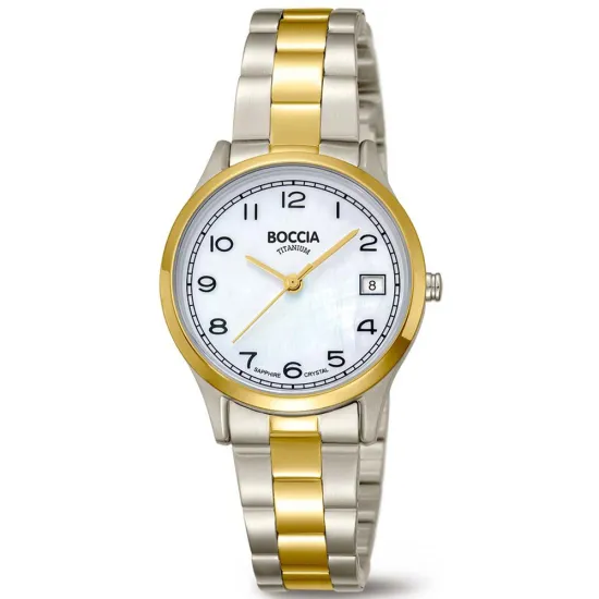 Boccia Damenuhr Titan mit Gliederband bicolor 3324-02