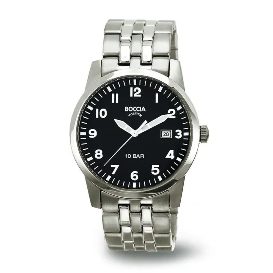 Boccia Herrenuhr Titanium silberfarben schwarz 3631-02