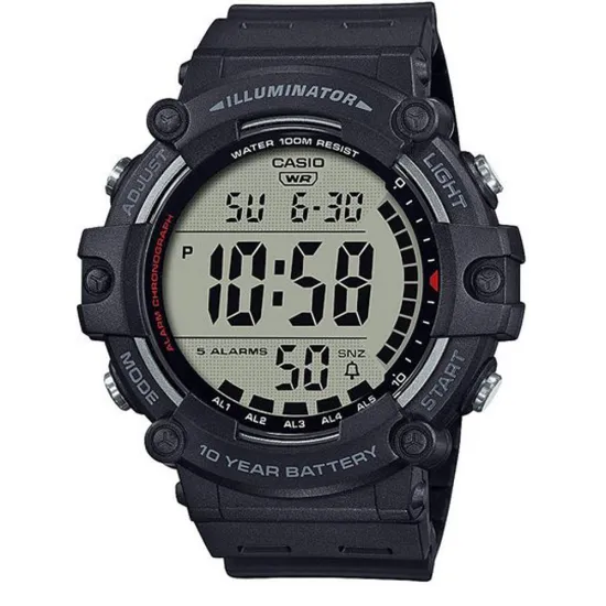 Casio Collection Herrenuhr mit schwarzem Silikonband digital AE-1500WH-1AVEF