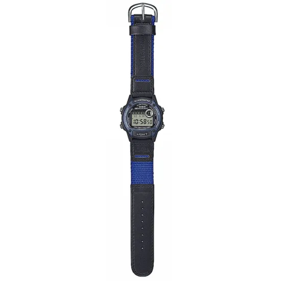 Casio Collection Digitaluhr Resin Textil Lederband schwarz blau W-220HF-2AVEF
