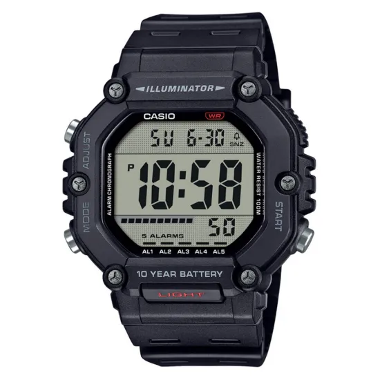 Casio Digitaluhr Resingehäuse eckig schwarzes Silikonband AE-1600H-1AVEF