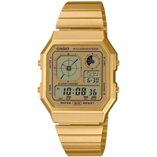 Casio Edgy Retro Digitaluhr goldfarben mit digitaler Anzeige A130WEG-9AEF