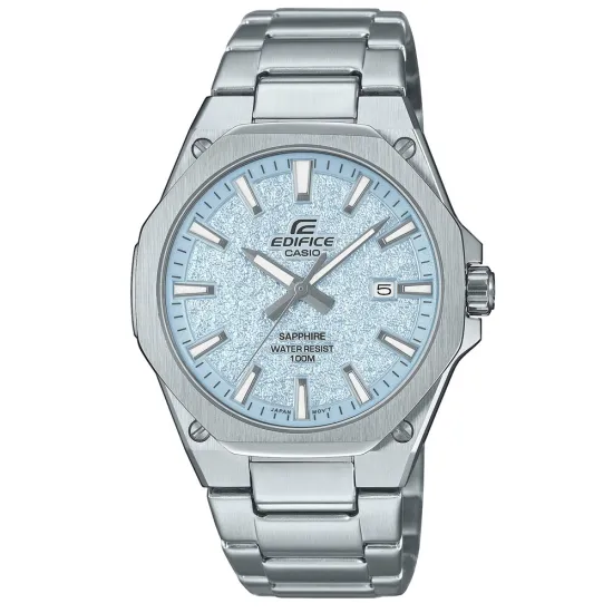 Casio Edifice Armbanduhr Slim silberfarben Zifferblatt hellblau EFR-S108DE-2AVUEF