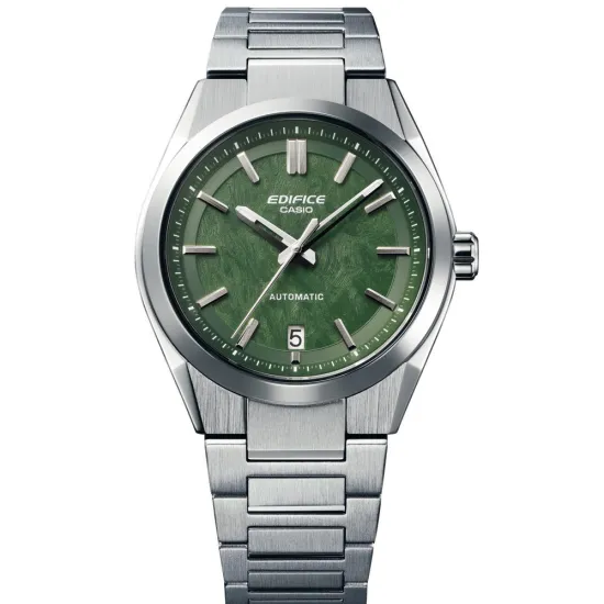 Casio Edifice Automatikuhr silberfarben grün mit Edelstahlband EFK-100D-3AER
