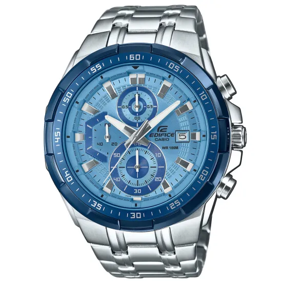 Casio Edifice Chronograph silberfarben Zifferblatt blau EFR-539DE-2AVUEF