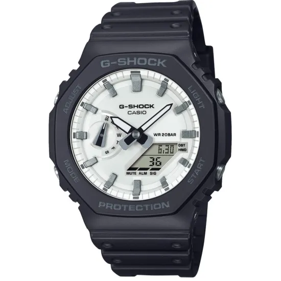 Casio G-Shock Classic analog digital Resinband schwarz Zifferblatt weiss GA-2100WD-1AER