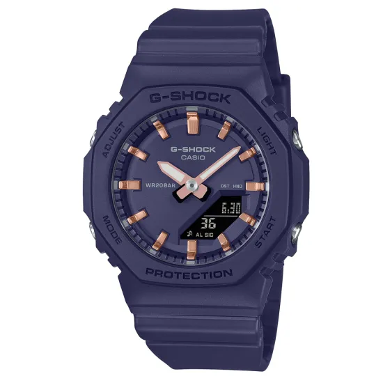 Casio G-SHOCK Damenuhr analog digital blau purple mit Resinband GMA-P2100M-2AER