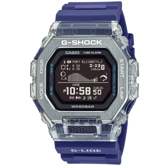 Casio G-Shock Herrenuhr G-Lide Bluetooth blau transparent GBX-100S-2ER