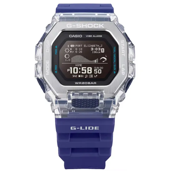 Casio G-Shock Herrenuhr G-Lide Bluetooth blau transparent GBX-100S-2ER