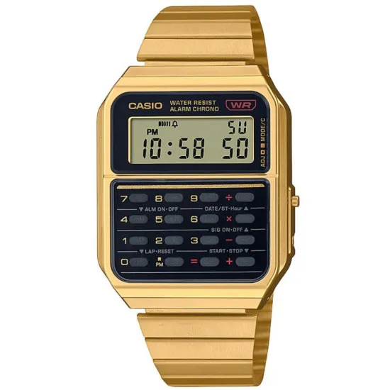 Casio Vintage Armbanduhr digital goldfarben mit Taschenrechner CA-500WEG-1AEF