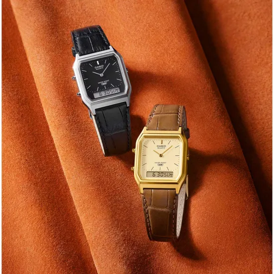 Casio Vintage Edgy Collection Armbanduhr ana digi eckig schwarz AQ-230EL-1AEF