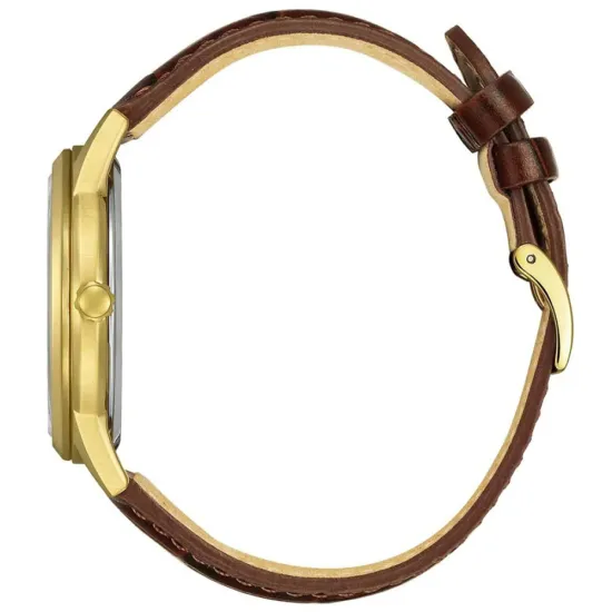 Citizen Eco Drive Herrenuhr Solar goldfarben mit braunem Lederband AW1782-11A