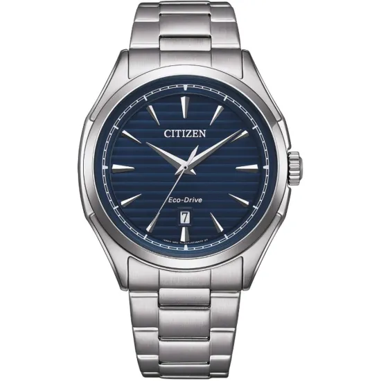 Citizen Eco Drive Herrenuhr Solar Stahl Zifferblatt blau AW1750-85L