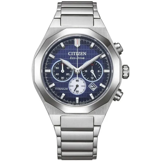 Citizen Eco Drive Zenshin Senkei Chronograph Titan Zifferblatt blau CA4691-59L