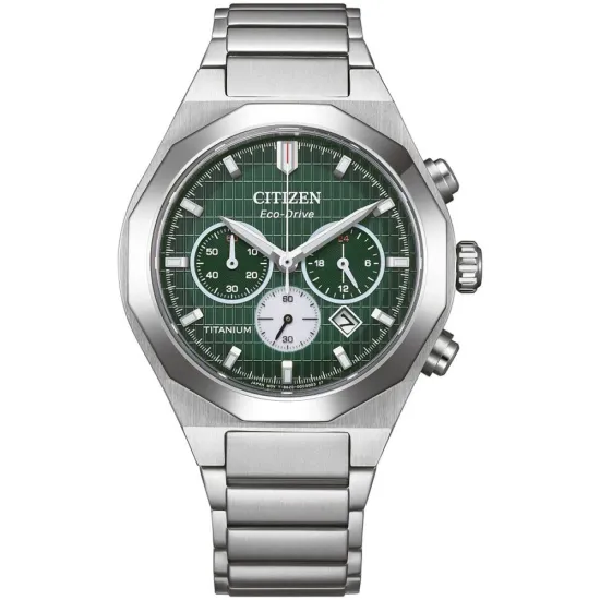 Citizen Eco Drive Zenshin Senkei Chronograph Titan Zifferblatt grün CA4691-59X