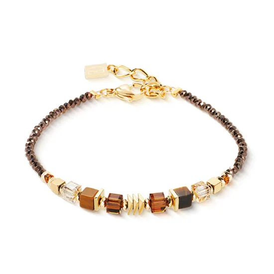 Coeur de Lion Armband Wave Cube Flow goldfarben braun 3044/30-1116