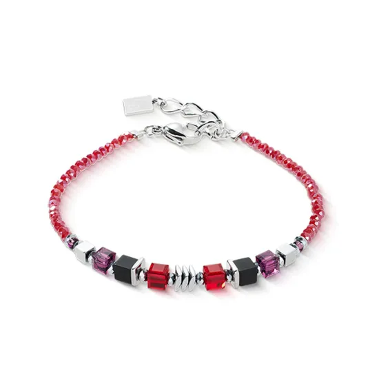 Coeur de Lion Armband Wave Cube Flow silberfarben rot 3044/30-0317