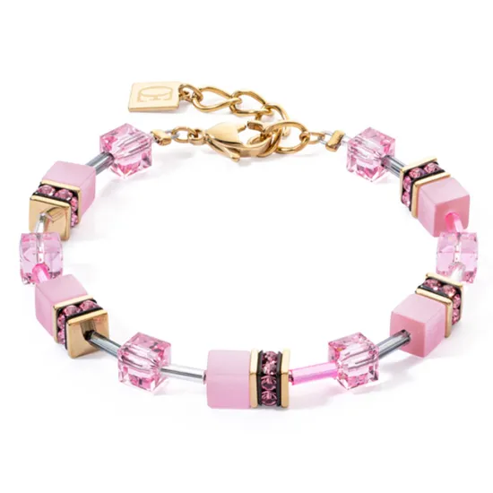 Coeur de Lion Armband GeoCube Edelstahl goldfarben rosa 4020/30-1920