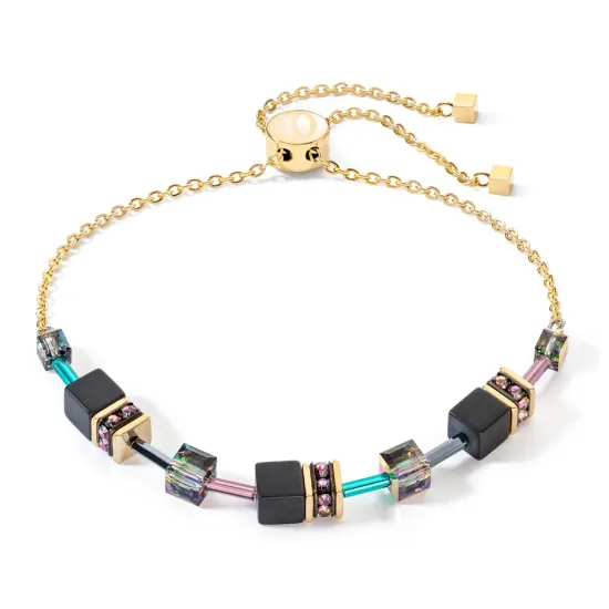 Coeur de Lion Armband GeoCube Edelstahl goldfarben schwarz mutlticolor 3035/30-1315