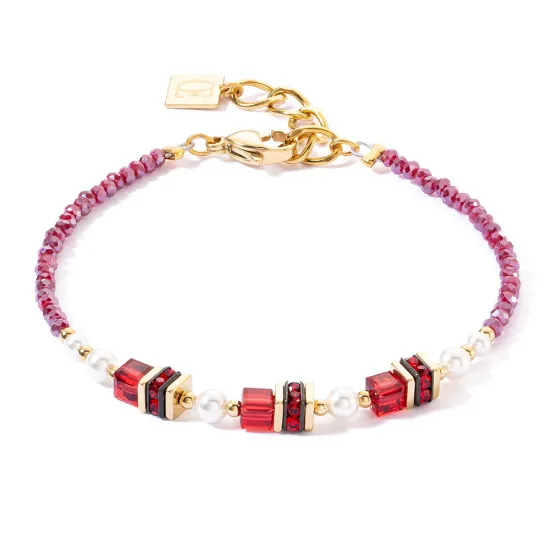 Coeur de Lion Armband Sparkling Princess goldfarben rot 4567/30-0300