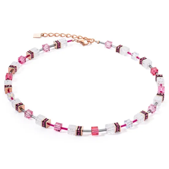 Coeur de Lion GeoCube Halskette Edelstahl Rosegoldfarben rosa 3018/10-0400