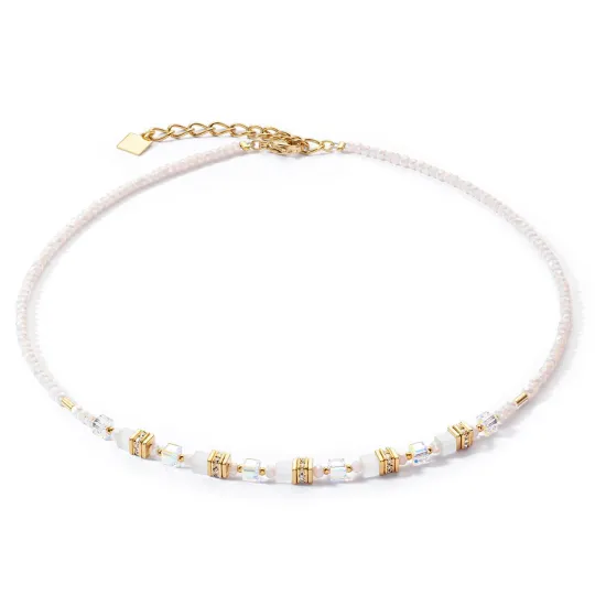 Coeur de Lion Halskette Mini Cubes Edelstahl goldfarben weiß 4565/10-1416