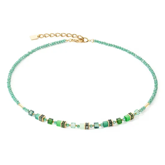 Coeur de Lion Halskette Mini Cubes Edelstahl grün 4565/10-0500