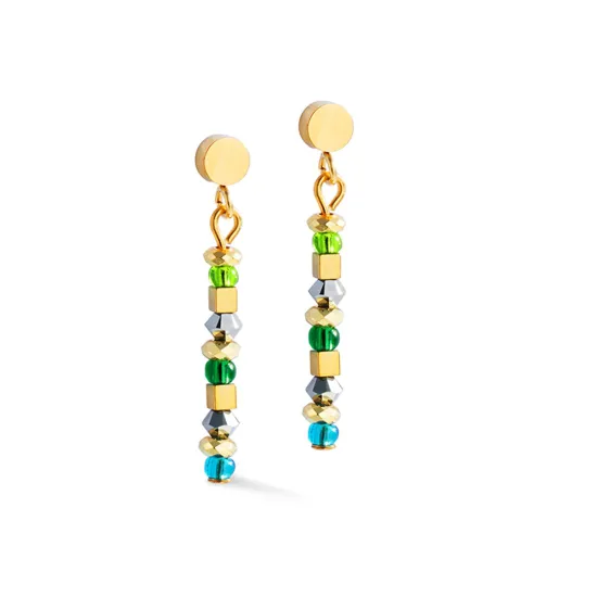 Coeur de Lion Ohrhänger Edelstahl goldfarben grün blau 4359/21-1516