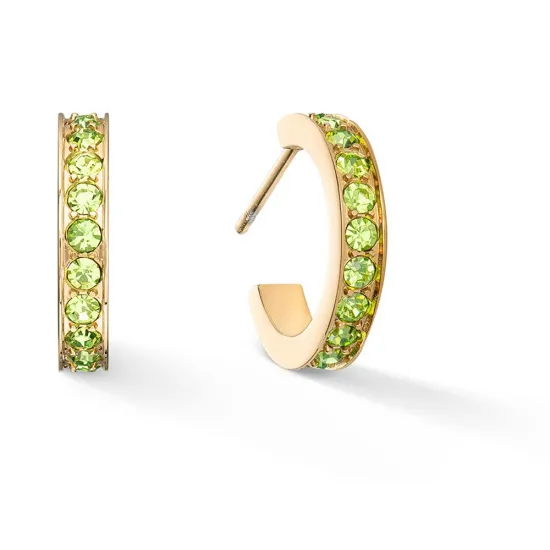 Coeur de Lion Ohrringe Edelstahl goldfarben grün slim 0127/21-0516