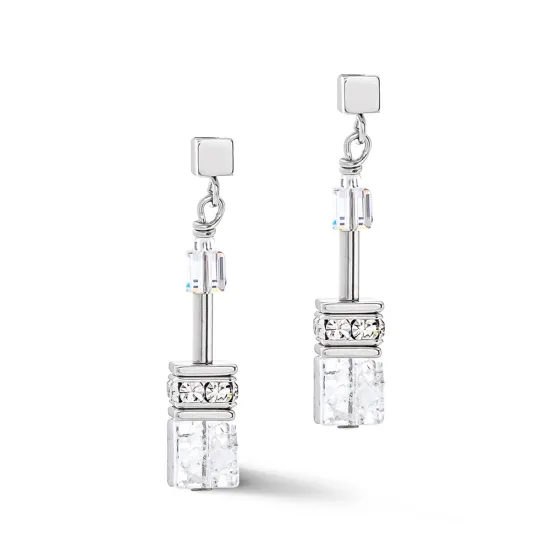 Coeur de Lion Ohrringe Geo CUBE Iconic Nature silberfarben weiss 3018/21-1417